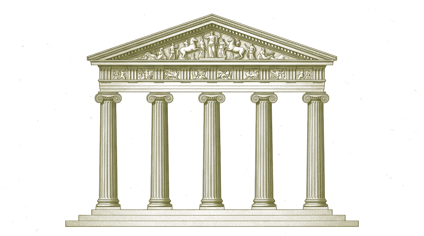 Architectural illustration of legal columns in Portugal
